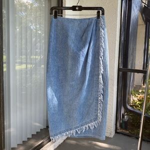 vintage Facets by Mirrors denim fringe skirt